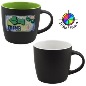 12 Oz. Two-Tone Black/White Euro Cafe Mug - 4 Color Process