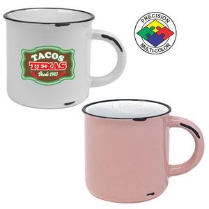 15oz Pink/White Vintage Western Mug w/ Black Rim - Dishwasher Resistant - Precision Spot Color