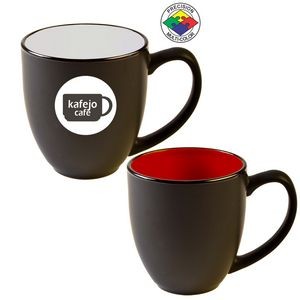 14oz Vitrified Two-Tone Hilo Black/Red Bistro Mug - Precision Spot Color - Dishwasher Resistant