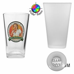 16oz Frosted Pint Mixing Glass with Clear Bottom (4 Color Process)