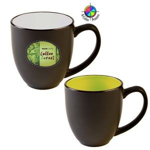 14oz Vitrified Two-Tone Hilo Black/Green Bistro Mug - Full Color - Dishwasher Resistant