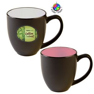 14oz Vitrified Two-Tone Hilo Black/Pink Bistro Mug - Full Color - Dishwasher Resistant