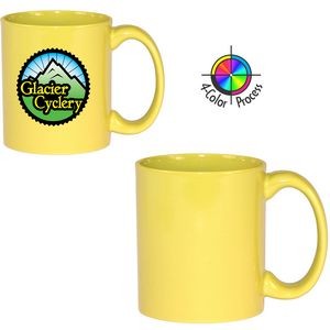 11oz Vitrified C-Handle Yellow Mug - 4 Color Process