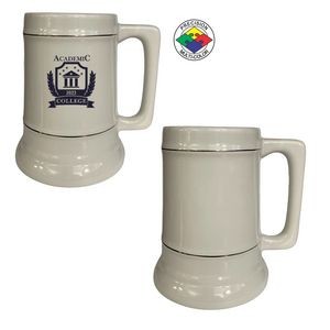 28oz White Stein with Platinum Bands and Square Handle - Precision Spot Color