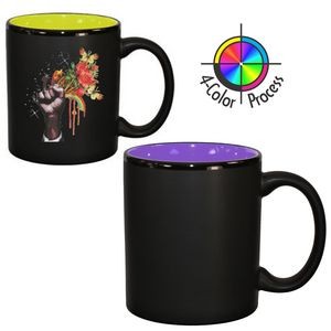 11oz 2 Tone Satin Hilo Mug - 4 Color Process (Black/Lavender Purple)