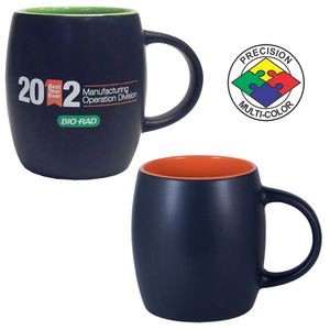 12oz Satin Black/Orange Vero Robusto Barrel Mug - Dishwasher Resistant - Precision Spot Color