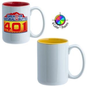 15oz El Grande Mug - 4 Color Process (White/Yellow Interior)