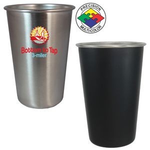 16oz Satin Matte Black Stainless Pint Mixing Glass w/Rolled Lip (Screen Printed)