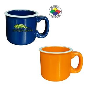15oz Campfire Mug Orange with White Rim - Dishwasher Resistant - Precision Spot Color