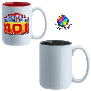 15oz El Grande Mug - 4 Color Process (White/Black Interior)