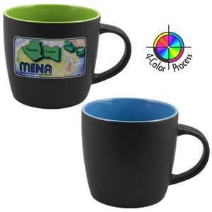 12 Oz. Two-Tone Black/Powder Blue Euro Cafe Mug - 4 Color Process