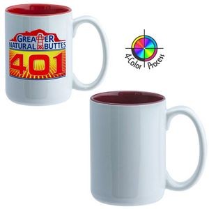 15oz El Grande Mug - 4 Color Process (White/Maroon Red Interior)