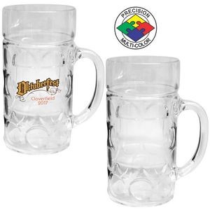 1 liter, 33 oz Dimpled Acrylic Plastic Beer Stein with Logo Panel (Screen Printed)