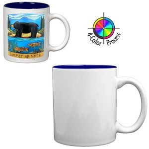 11oz Gloss Two-Tone C Handle Mug - White/ Blue Interior (4 Color Process)