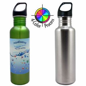 26 Oz. Brushed Silver Stainless Excursion Bottle (4 Color Process)