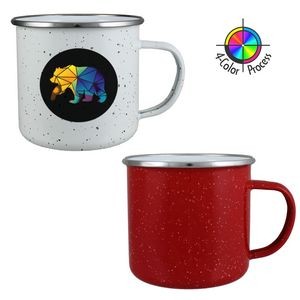 16oz Enameled Steel Cup with Stainless Rim (Full Color)