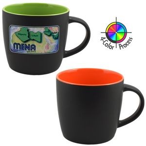 12 Oz. Two-Tone Black/Orange Euro Cafe Mug - 4 Color Process