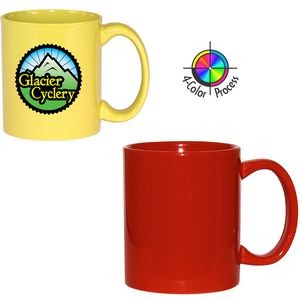 11oz Vitrified C-Handle Red Mug - 4 Color Process