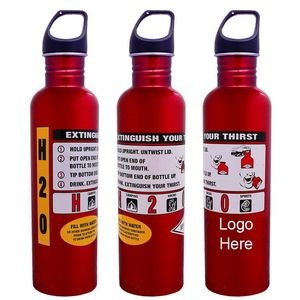 3/4 Liter Red Fire Extinguisher Stainless Sport Bottle w/ Optional Carabiner (Screen)