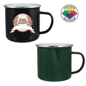 16oz Two Tone Enameled Steel Cup with Stainless Rim (Full Color)