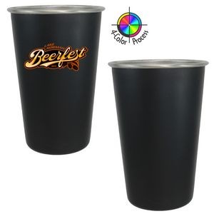 16oz Brushed Stainless Pint Mixing Glass with Rolled Lip - 4 Color Process