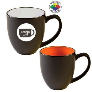 14oz Vitrified Two-Tone Hilo Black/Orange Bistro Mug - Precision Spot Color - Dishwasher Resistant