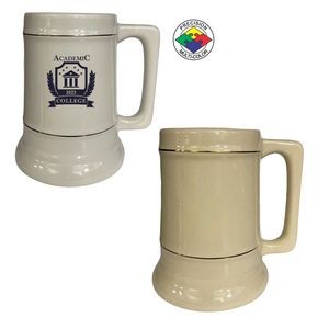 28oz Natural Stein with Gold Bands and Square Handle - Precision Spot Color