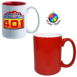 15oz Two Tome El Grande Mug - 4 Color Process (Red/White Interior)