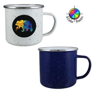 16oz Two Tone Enameled Steel Cup with Stainless Rim (Full Color)