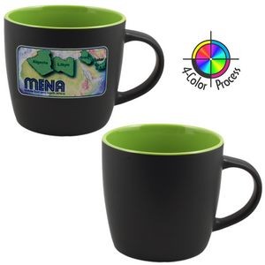 12 Oz. Two-Tone Black/Lime Green Euro Cafe Mug - 4 Color Process