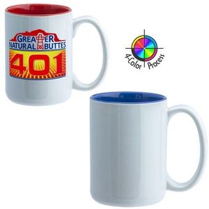 15oz El Grande Mug - 4 Color Process (White/Royal Blue Interior)