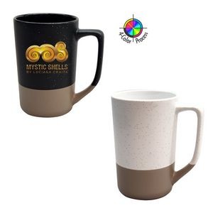 16oz Tall Phoenix Cafe Mug Speckled White w/warm Gray base (4 Color Process)