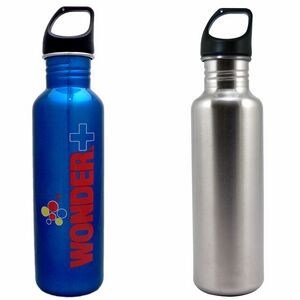 26 Oz. Brushed Silver Stainless Excursion Water Bottle (Screen Printed)