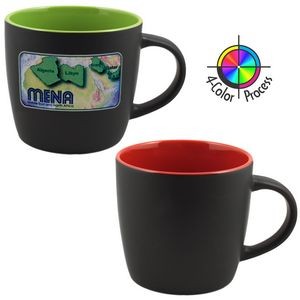 12 Oz. Two-Tone Black/Red Euro Cafe Mug - 4 Color Process