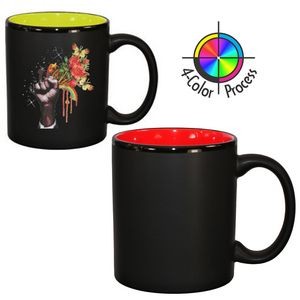 11 Oz. 2 Tone Satin Hilo C-Handle Mug - 4 Color Process (Black/Red)