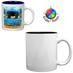 11oz Gloss Two-Tone Mug C Handle Mug - White/ Black (4 Color Process)
