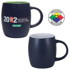 12oz Satin Black/White Vero Robusto Barrel Mug - Dishwasher Resistant - Precision Spot Color