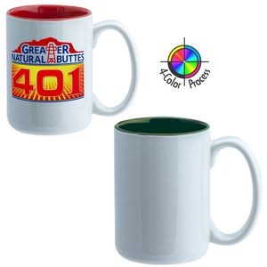 15oz El Grande Mug - 4 Color Process (White/Green Interior)