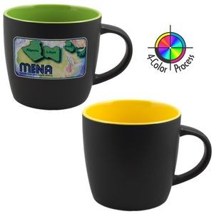 12 Oz. Two-Tone Black/Yellow Euro Cafe Mug - 4 Color Process