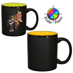 11oz 2 Tone Satin Hilo C-Handle Mug - 4 Color Process (Black/Yellow)