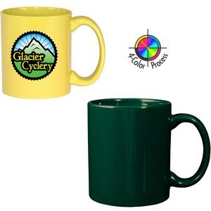 11oz Vitrified C-Handle Hunter Green Mug - 4 Color Process