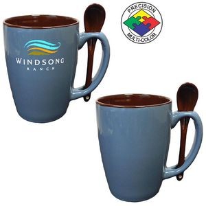 16 Oz. Endeavor Spoon Handle Mug with Brown Spoon - Screen Printed