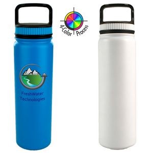 700ml Eugene Wide Mouth Drinking Bottle with Handle Lid White (Full Color)