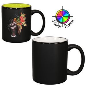 11oz 2 Tone Satin Hilo C-Handle Mug - 4 Color Process (Black/White)