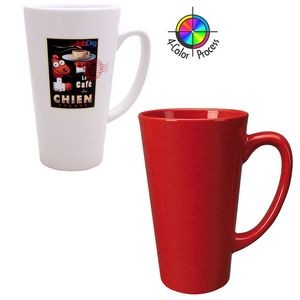 15oz Vitrified Red Cafe Latte Mug - 4 Color Process