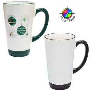 16 Oz. White/Black Cafe Latte Mug - 4 Color Process