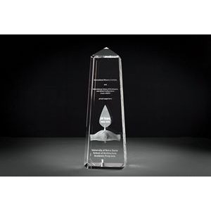 Super Taper Tower Crystal Award w/Peak Top (14 1/8 x 4 3/4 x 4")