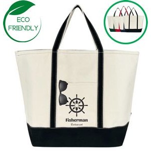 X Large Boat Tote Bag (Zip To), Black - 20 Oz Natural Canvas (24 x 15 x 8.5)