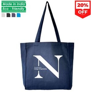 Conference Tote Bag w/ Full Gusset - 10 Oz Navy Canvas (13 x 14 x 4)