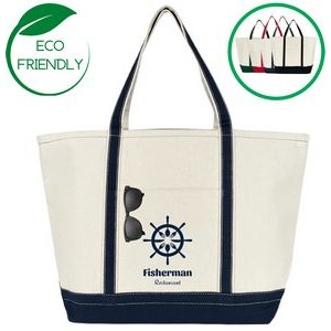 X Large Boat Tote Bag (Zip Top), Navy Blue - 20 Oz Natural Canvas (24 x 15 x 8.5)